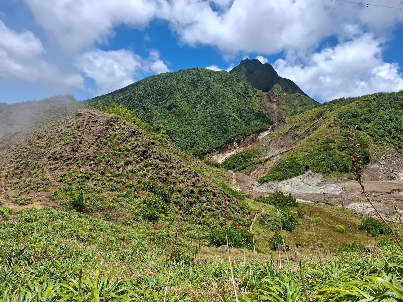 Group of hikers meeting at the Boiling Lake trailhead in Dominica for a shared guided tour